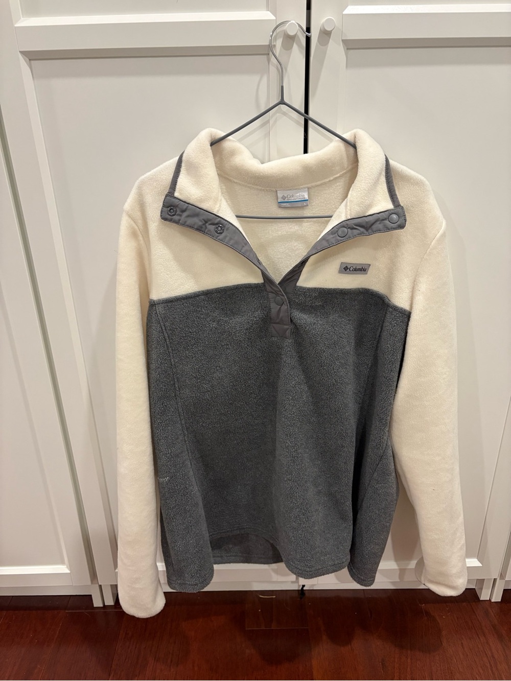 Columbia Women's Two-Tone Fleece Zip Pullover - Cream & Gray